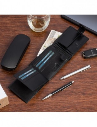 Portfel skórzany męski włoska skóra naturalna licowa premium klasyczny RFiD poziomy Beltimore G08 - zdjęcie 5