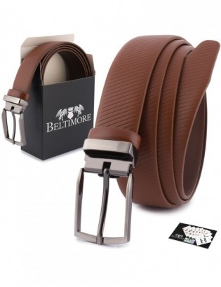 Pasek męski skórzany premium 3,5 cm skóra licowa Beltimore brązowy E41 - zdjęcie 1
