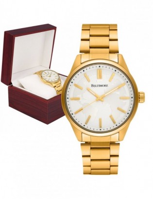 Zegarek męski bransoleta duży solidny złoty glob premium Beltimore BT01 - zdjęcie 1