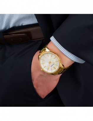 Zegarek męski bransoleta duży solidny złoty glob premium Beltimore BT01 - zdjęcie 4