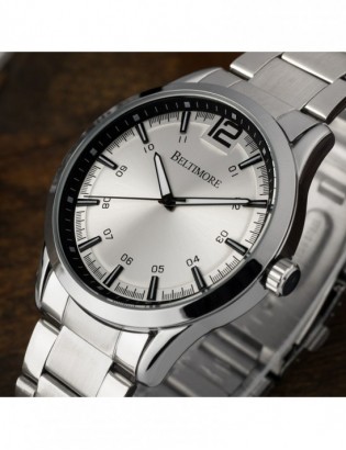 Zegarek męski bransoleta duży solidny srebrny klasyczny premium Beltimore BT02 - zdjęcie 4