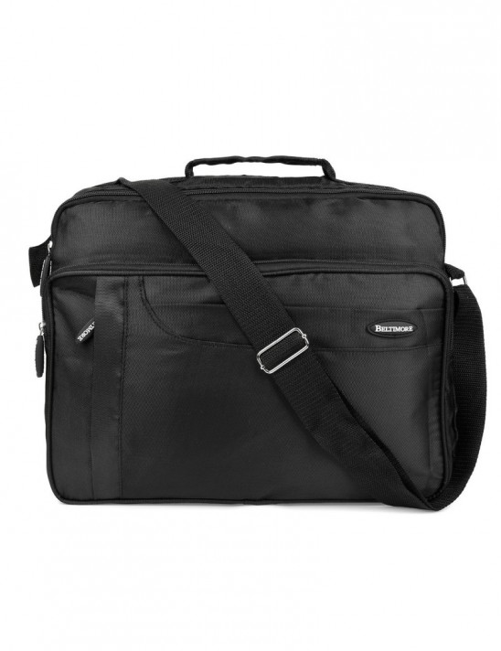 Duża męska torba trzykomorowa czarna do pracy Beltimore R32