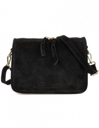 Czarna skórzana listonoszka damska włoska zamszowa kuferek Beltimore B64 - zdjęcie 6