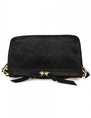 Czarna skórzana listonoszka damska włoska zamszowa kuferek Beltimore B64 - zdjęcie 7