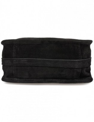 Czarna skórzana listonoszka damska włoska zamszowa kuferek Beltimore B64 - zdjęcie 8