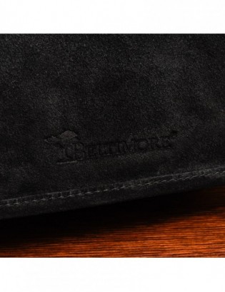 Czarna skórzana listonoszka damska włoska zamszowa kuferek Beltimore B64 - zdjęcie 10