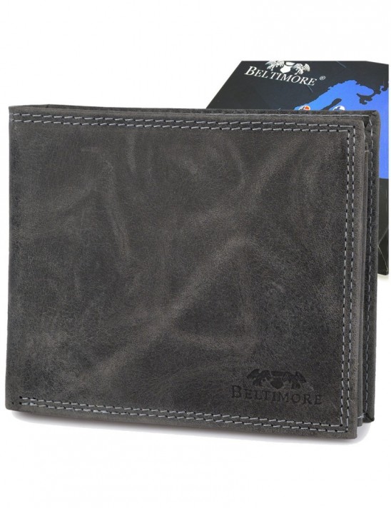 Portfel skórzany męski vintage poziomy klasyczny czarny RFiD Beltimore S51