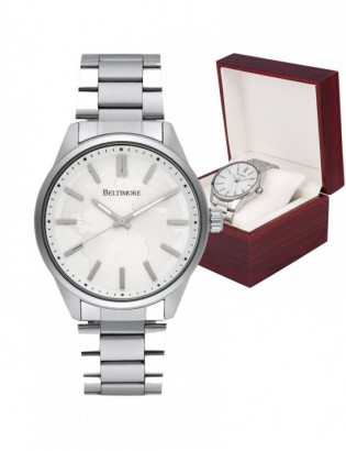 Zegarek męski bransoleta duży solidny srebrny glob premium Beltimore BT01 - zdjęcie 1