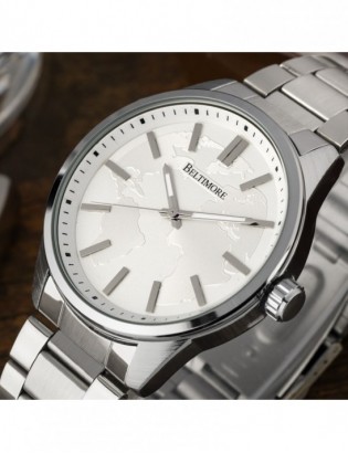 Zegarek męski bransoleta duży solidny srebrny glob premium Beltimore BT01 - zdjęcie 4