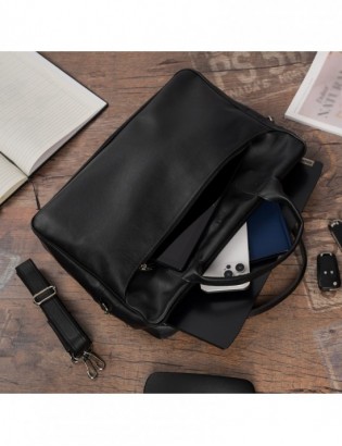 Torba męska skóra ekologiczna na dokumenty A4 laptopa czarna Beltimore M07 - zdjęcie 2