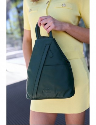 Plecak damski włoski plecaczek skórzany zielony mały Beltimore T52 - zdjęcie 3