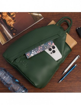 Plecak damski włoski plecaczek skórzany zielony mały Beltimore T52 - zdjęcie 7