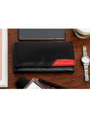 Damski skórzany portfel duży poziomy retro RFiD czarny BELTIMORE 043 - zdjęcie 4