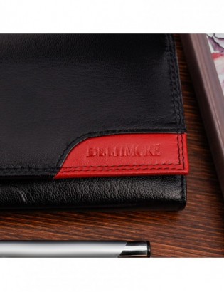 Damski skórzany portfel duży poziomy retro RFiD czarny BELTIMORE 043 - zdjęcie 7