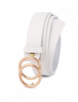 Skórzany pasek damski do spodni sukienki koła klasyczny biały Beltimore B03 - zdjęcie 3