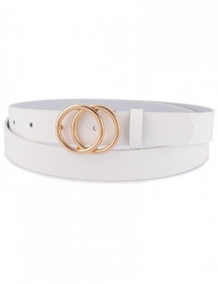 Skórzany pasek damski do spodni sukienki koła klasyczny biały Beltimore B03 - zdjęcie 5