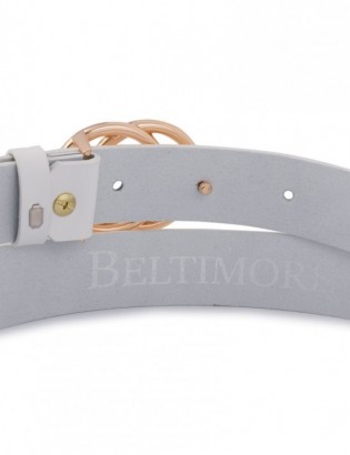 Skórzany pasek damski do spodni sukienki koła klasyczny biały Beltimore B03 - zdjęcie 6