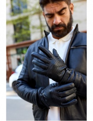 Kurtka skórzana męska bydlęca premium docieplana czarna Beltimore K01 - zdjęcie 4