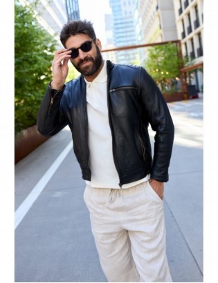 Kurtka skórzana męska bydlęca premium docieplana czarna Beltimore K01 - zdjęcie 6