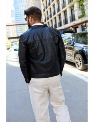 Kurtka skórzana męska bydlęca premium docieplana czarna Beltimore K01 - zdjęcie 8