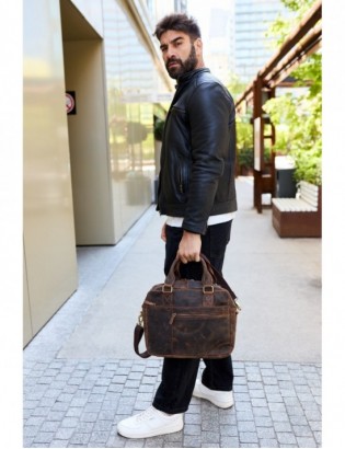 Kurtka skórzana męska bydlęca premium docieplana czarna Beltimore K01 - zdjęcie 10