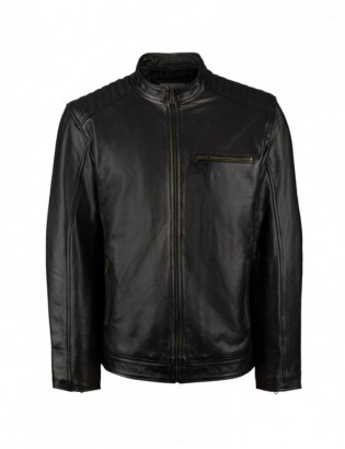 Kurtka skórzana męska bydlęca premium docieplana czarna Beltimore K01 - zdjęcie 12