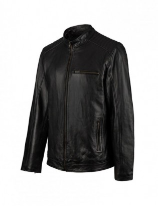 Kurtka skórzana męska bydlęca premium docieplana czarna Beltimore K01 - zdjęcie 13