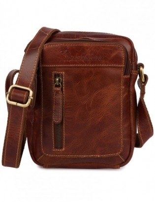 Torba męska skórzana na ramię mała listonoszka brązowa nubuk Beltimore N21 - zdjęcie 1