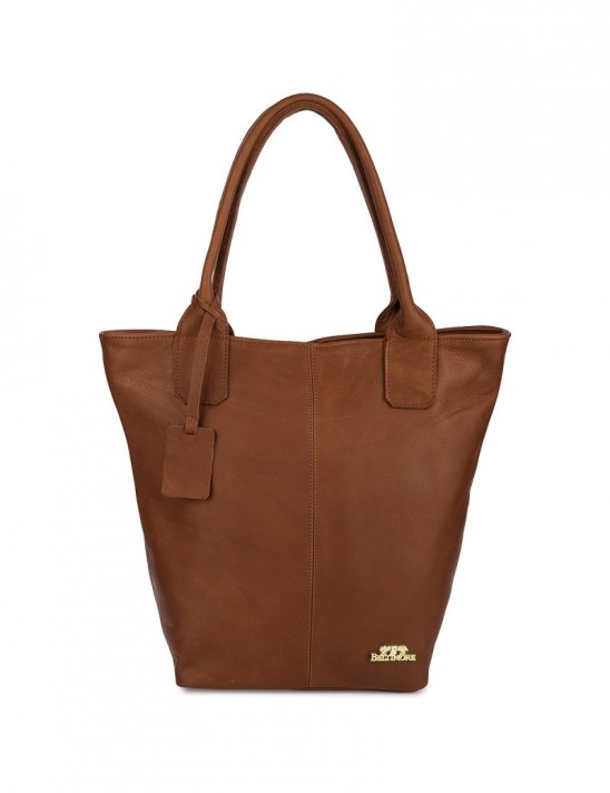 Torebka Damska Shopper Skóra Naturalna Miękka Beltimore Koniakowa 937