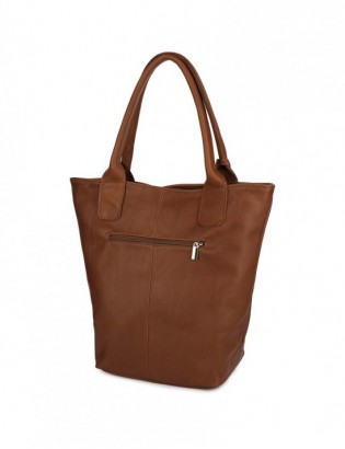 Torebka Damska Shopper Skóra Naturalna Miękka Beltimore Koniakowa 937 - zdjęcie 4