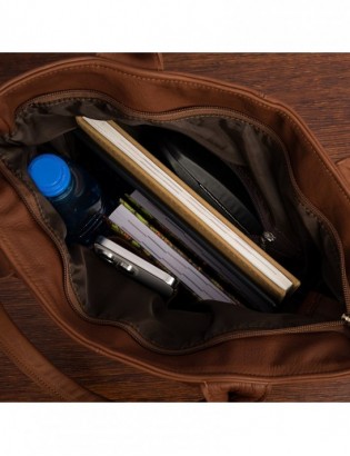 Torebka Damska Shopper Skóra Naturalna Miękka Beltimore Koniakowa 937 - zdjęcie 7