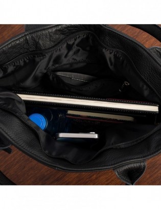 Torebka Damska Shopper Skóra Naturalna Miękka Beltimore Czarna 937 - zdjęcie 7