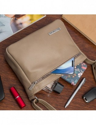 Skórzana Damska Torba listonoszka elegancka beżowa Beltimore L42 - zdjęcie 6