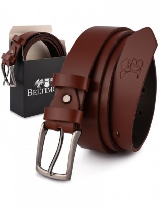 Beltimore skórzany pasek męski brązowy wąski E16 - zdjęcie 1