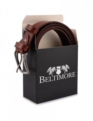 Beltimore skórzany pasek męski brązowy wąski E16 - zdjęcie 6