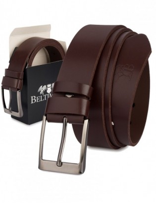 Pasek męski skórzany szeroki klasyczny ciemno-brązowy Beltimore E05 - zdjęcie 1