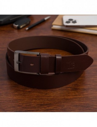 Pasek męski skórzany szeroki klasyczny ciemno-brązowy Beltimore E05 - zdjęcie 3