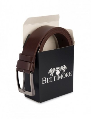 Pasek męski skórzany szeroki klasyczny ciemno-brązowy Beltimore E05 - zdjęcie 6