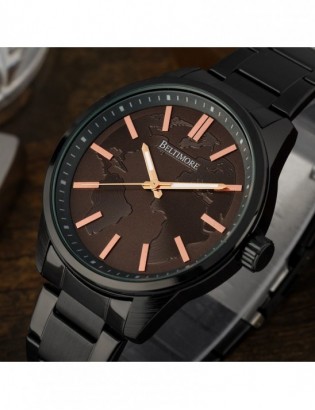 Zegarek męski bransoleta duży solidny czarny glob premium Beltimore BT01 - zdjęcie 4