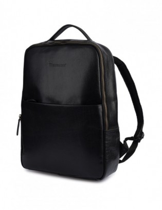 Plecak skórzany na laptopa 15,6 biznesowy duży A4 pojemny czarny premium Beltimore N05 - zdjęcie 1