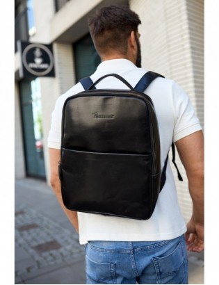 Plecak skórzany na laptopa 15,6 biznesowy duży A4 pojemny czarny premium Beltimore N05 - zdjęcie 2