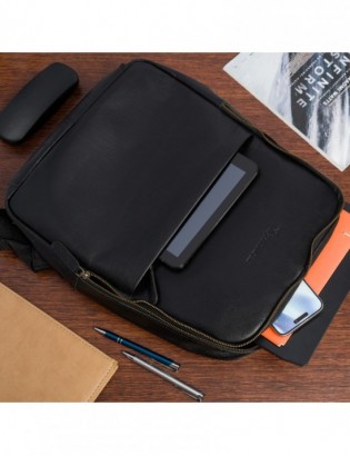 Plecak skórzany na laptopa 15,6 biznesowy duży A4 pojemny czarny premium Beltimore N05 - zdjęcie 5