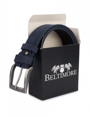 Pasek męski skórzany zamszowy skóra naturalna granatowy Beltimore W46 - zdjęcie 6