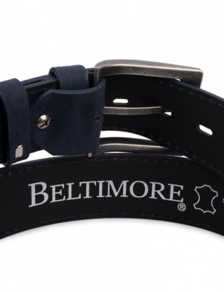 Pasek męski skórzany zamszowy skóra naturalna granatowy Beltimore W46 - zdjęcie 8