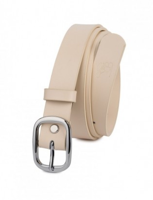 Skórzany damski pasek do spodni 3 cm beżowy skóra naturalna Beltimore U43 - zdjęcie 6