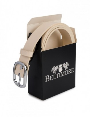Skórzany damski pasek do spodni 3 cm beżowy skóra naturalna Beltimore U43 - zdjęcie 7