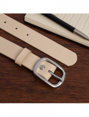 Skórzany damski pasek do spodni 3 cm beżowy skóra naturalna Beltimore U43 - zdjęcie 11