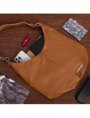Torebka Damska Shopper Skóra Naturalna Miękka Beltimore Camel 938 - zdjęcie 2