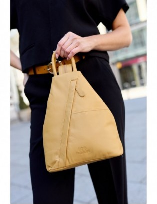 Plecak damski włoski plecaczek skórzany musztardowy mały Beltimore T52 - zdjęcie 8