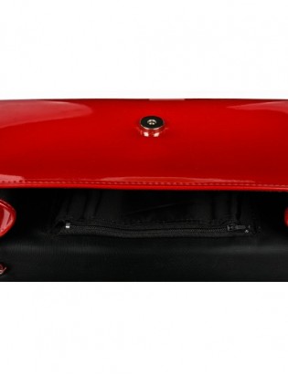 Czerwona lakierowana damska torebka wieczorowa kopertówka BELTIMORE M78 - zdjęcie 4